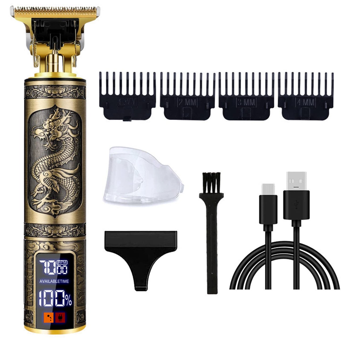 JAVENYIMAN Professional Hair Trimmer for MenT-Blade Zero Gapped Cordless Hair Trimmer Edger Clipper for Hair Cutting Rechargeable Hair Liners Electric Beard Trimmer Shaver with LED Display